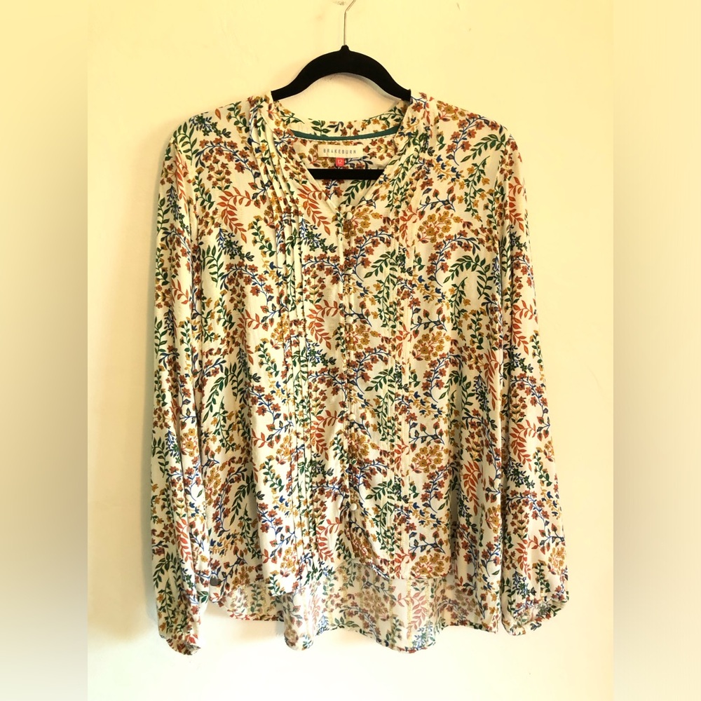 Brakeburn Blouse Womens 12 Floral Top Long Sleeve Boho Bloomcore Cottagecore